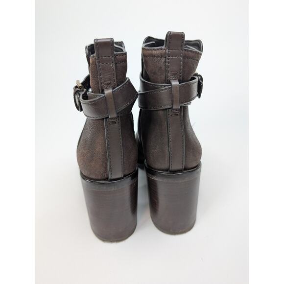 Tory Burch Women’s Size 10 Brown Leather Block Heeled Ankle Boots Booties Straps - Picture 4 of 13